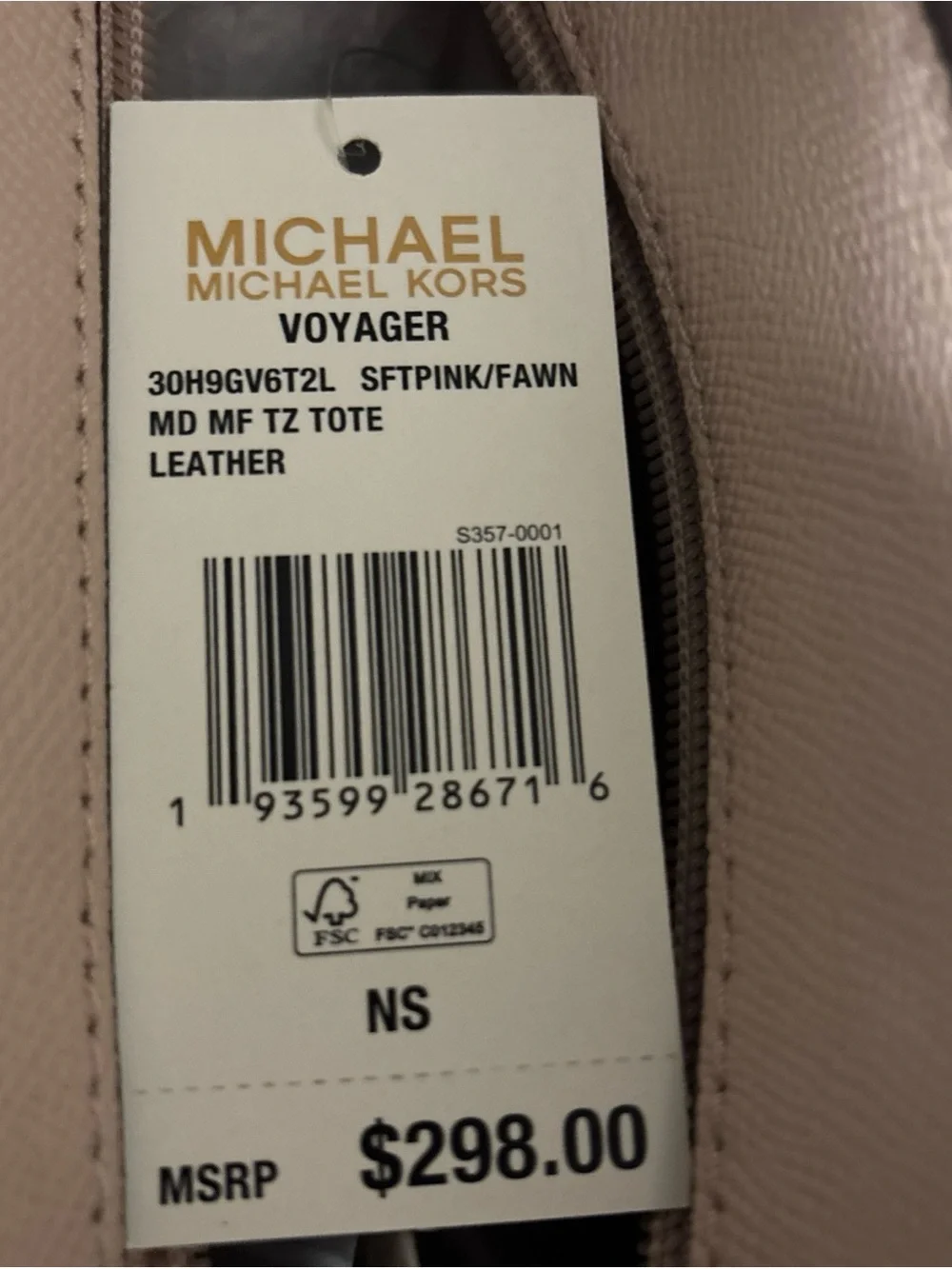 Michael Kors Pink and Cream Saffiano Tote with Gold Hardware